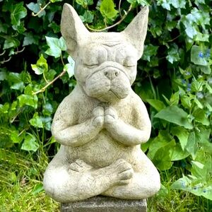 Dog buddha statue zen yoga relaxed  pose for garden or table top decorat…